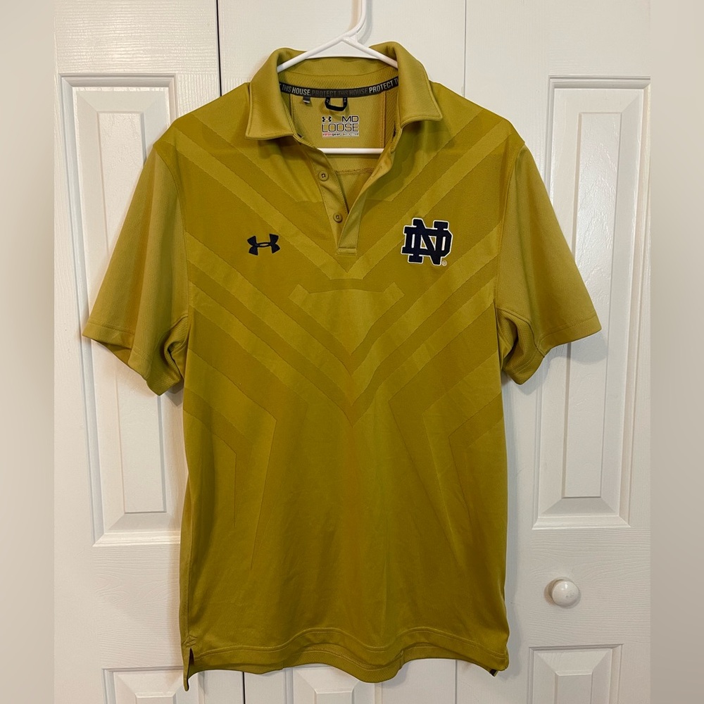 NWOT - Gold Under Armour Notre Dame Polo